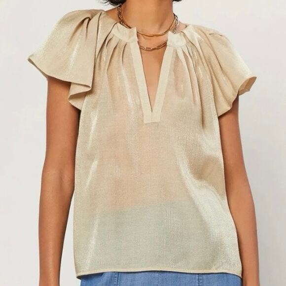 Anthropologie Current Air Sparkle Flutter Top - Picture 1 of 7